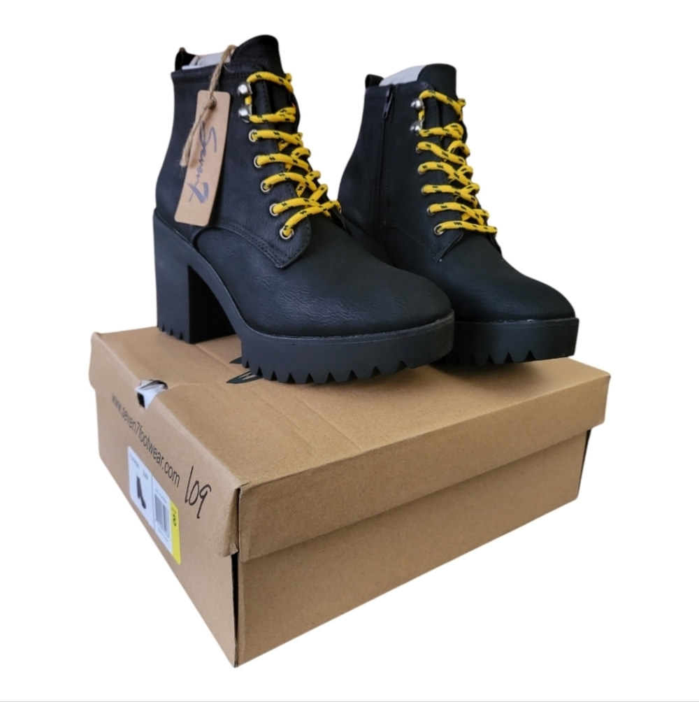 Seven black flatiron platform boot Womens Size 8‎ New